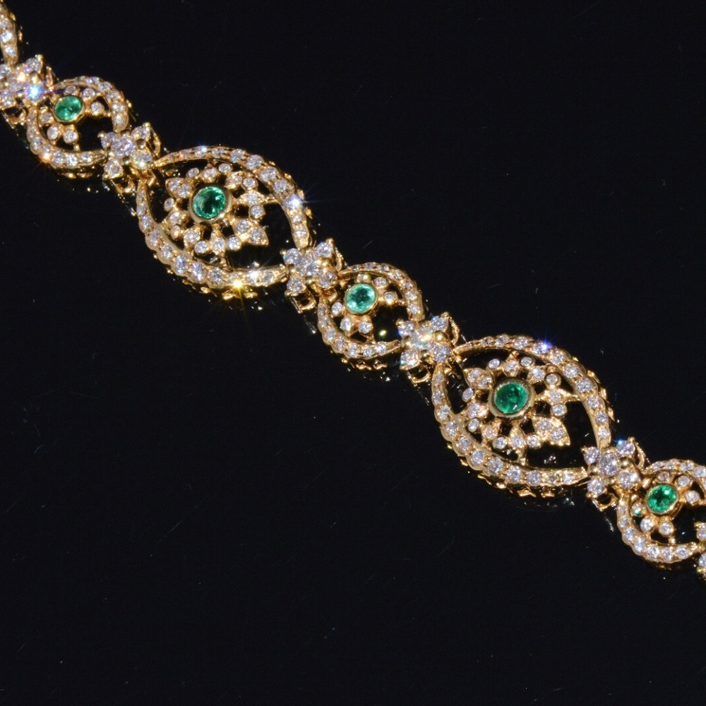 CERTIFIED NATURAL 5.2CTS VS F DIAMOND EMERALD 18K SOLID GOLD BRACELET